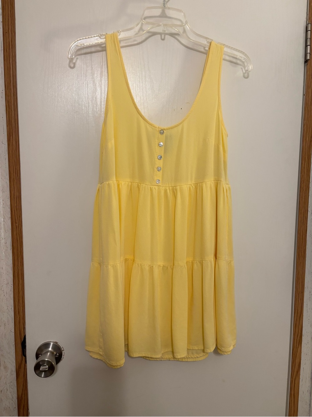 Forever 21 Yellow Tiered Button-Front Tank Top